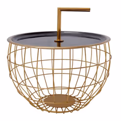 Table d'appoint ronde en fer noir, décorative avec rangement 10 kg
