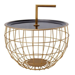 Table d'appoint ronde en fer noir, décorative avec rangement 10 kg