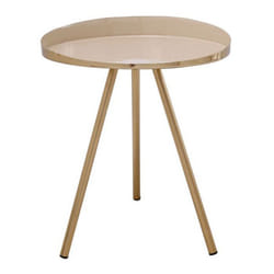 Table d'appoint ronde en fer coloré, élégante avec peinture brillante