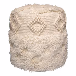 Pouf fait main en laine, pièce unique et polyvalente, style naturel