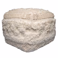 Pouf fait main en laine, pièce unique et polyvalente, style naturel