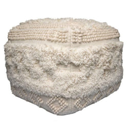 Pouf fait main en laine, pièce unique et polyvalente, style naturel