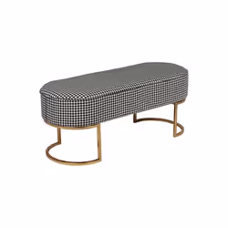 Banc Design en Velours Athea 105cm Noir & Blanc