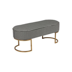 Banc Design en Velours Athea 105cm Noir & Blanc