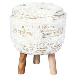 Tabouret boho fait main en laine, facile à combiner, crème ou kaki