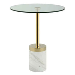 Table d'appoint ronde en acier inoxydable et marbre - Design élégant