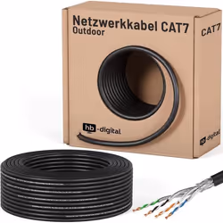 hb-digital 50m CAT 7 Câble dinstallation Ethernet cable Outdoor noir