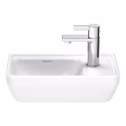 Duravit D-Neo 1 x lave-mains Détails du produit Montage mural vasque à gauche, banc de robinetterie à droite 1 trou pour robi ...
