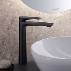 Mitigeur lavabo taille XL Tulum Freshstart noir mat sans tirette ni vidage