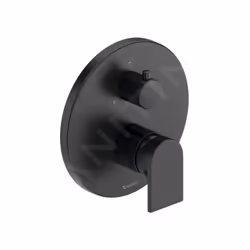 Mitigeur de douche encastré couleur noir mat rosace ronde, diamètre 170 mm commande à levier pour 2 sorties avec interrupteur ...