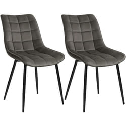 Lot de 2 Chaises de salle à manger Woltu Chaise de cuisine, Siège en velours, Pieds en métal, Gris foncé