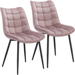 Lot de 2 Chaises de salle à manger Woltu Chaise de cuisine, Siège en velours, Pieds en métal, Rose
