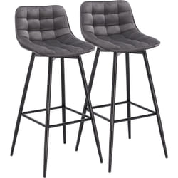 Lot de 2 Tabourets de bar avec repose-pieds Woltu Tabouret pour bar/bistro, Siège en velours, Pieds en métal, Gris foncé