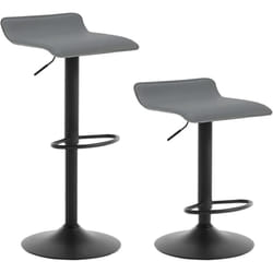 Lot de 2 Tabourets de Bar en Similicuir avec Repose-pieds réglable en Hauteur, capacité de charge: 100kg, Gris - Woltu