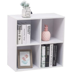 Woltu - Bibliothèque armoire Etagère de rangement en mdf, Meuble de rangement avec 4 compartiments, 60x30x60 cm, Blanc