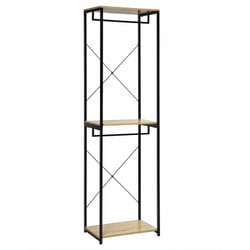 Woltu - Porte-manteaux sur pieds en bois et acier, Noir + chêne clair, 60x40x213 cm