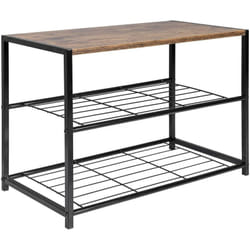Tagère à Chaussures Meuble de Rangement 2 Niveaux pour Environ 6 Paires de Chaussures, Etagère de Rangement pour Salle de Bain en mdf et métal - Woltu