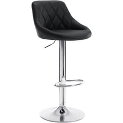 Tabouret de bar Woltu réglable en similicuir + Acier chromé, Noir