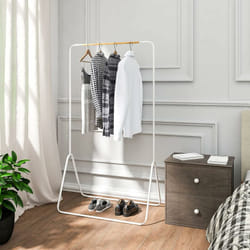 Woltu - Portant à vêtements en Fer, Porte-vêtements portemanteau Environ 79x43x145cm, Blanc