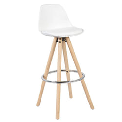 WOLTU Tabourets de bar en similicuir et bois avec repose-pieds 38, 5x33x96, 5cm Blanc