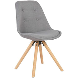 1 x Chaise de Salle à Manger en Lin, Tabouret de Salon, Structure en Bois Massif, Gris - Woltu