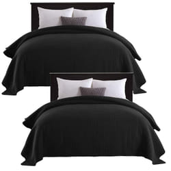 Woltu - 2x Couverture de lit rembourré et matelassé , Dessus de lit Doux, Noir, 220x240 cm