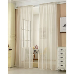 2 pièces Rideaux Semi-Transparents, Suspension avec Passe-Tringle, 140x245cm, Crème, VH5859cm-2 - Woltu