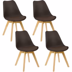 WOLTU Lot de 4 Chaises de salle à manger Pied en bois Assise en Similicuir Style nordique Brun