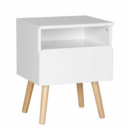 Woltu - Table basse avec tiroir et compartiment ouvret, Table de chevet en bois, Table de nuit, 40x33, 5x50 cm, Blanc