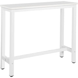 Table de bar Woltu Table de bistrot, Table à manger, Structure en métal, Plateau en bois massif, 120x40x100 cm, Blanc