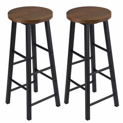 WOLTU Lot de 2 Tabourets de Bar/Bistrot, Tabouret de cuisine, Chaise de salle à manger, Structure en métal, Siège en MDF, Hêtre foncé
