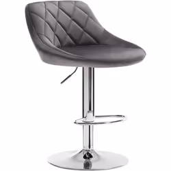 WOLTU 1xTabouret de Bar en Velours Assise tabourets réglableGris FoncéSiège: 35 x 38 cm