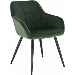 Chaise de salle à manger avec accoudoirs Woltu Chaise de cuisine, Chaise de salon en Velours, Pieds en métal, Vert Foncé