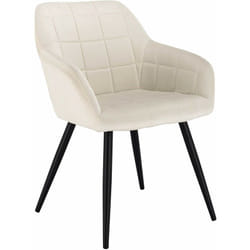Chaise de salle à manger avec accoudoirs Woltu Chaise de cuisine, Chaise de salon en Velours, Pieds en métal, Crème Blanc
