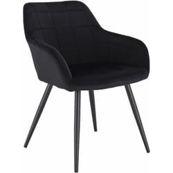 Chaise de salle à manger en Velours WOLTU - Chaise de cuisine - Chaise de salon avec accoudoirs - Pieds en métal - Noir
