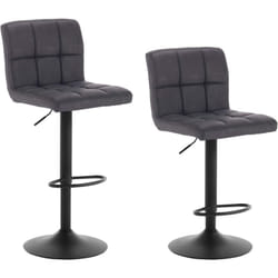 Lot de 2 Tabourets de bar en similicuir et acier avec dossier 44x38x114cm Anthracite - Woltu