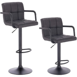 Lot de 2 Tabourets de bar avec dossier, Siège bien rembourré en similicuir, Pieds en acier, 37x51x112 cm, Noir - Woltu
