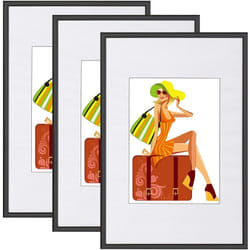 Woltu - 3 x Cadre Photo en Plastique Mat, Cadre de Photo Noir 30x40cm New Life Style BR9864sz-3