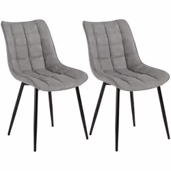 WOLTU 2 X Chaises de salle à manger siège en Similicuir Chaises de Cusine pieds en métal Gris
