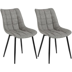 WOLTU 2 X Chaises de salle à manger siège en Similicuir Chaises de Cusine pieds en métal Gris