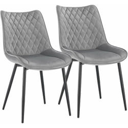 Lot de 2 Chaises de salle à manger Woltu Siège en Velours , Chaises de Cusine, pieds en métal, Gris Clair