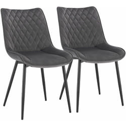 Lot de 2 Chaises de salle à manger Woltu Siège en Velours , Chaises de Cusine, pieds en métal, Gris Foncé