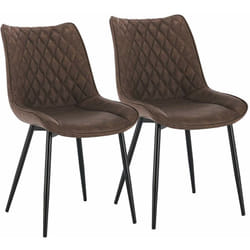Lot de 2 Chaises de salle à manger en Similicuir - 46x40, 5x85, 5cm - Pieds en métal - Charge max 100 kg - Brun - Woltu