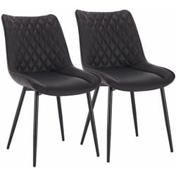 Lot de 2 Chaises de salle à manger en Similicuir - 46x40, 5x85, 5cm - Pieds en métal - Charge max 100 kg - Anthracite - Woltu