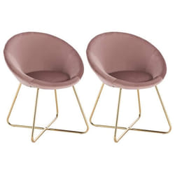 WOLTU 2 x Chaises de salle à manger siège bien rembourré en velours Fauteuil de salon pieds en métal Rose