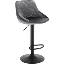 Tabouret de bar siège bien rembourré en velours Woltu Chaise de bar, Hauteur réglable pieds en métal, Gris Foncé