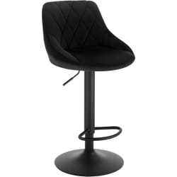 Tabouret de bar siège bien rembourré en velours Woltu Chaise de bar, Hauteur réglable pieds en métal, Noir
