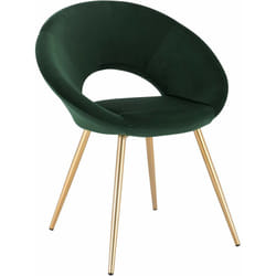 1 x Chaise de salle à manger siège bien rembourré en velours, Chaise de cuisine pieds en métal, Vert foncé - Woltu