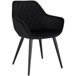 1 Pièce Chaise de Salle à Manger Assise en velours Chaise de Cuisine Pied en métal, Noir - Woltu