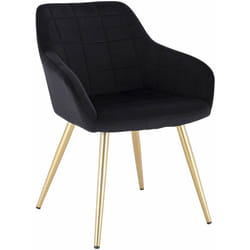 Chaise de salle à manger, Chaise de cuisine, Chaise de salon en Velours, Or pieds en métal, Noir - Woltu